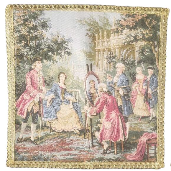 VTG Tapisseries Du Lion Napperon Francois Boucheron Society In The Park Scenes-2 - Picture 2 of 9